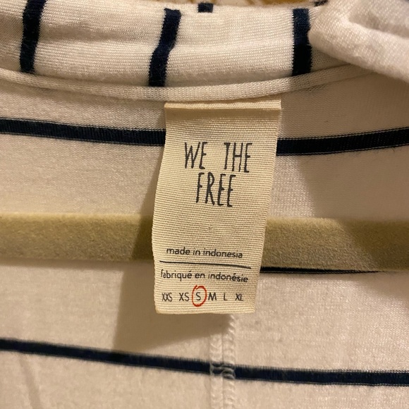 Free People White and Blue striped top size small - Picture 2 of 4